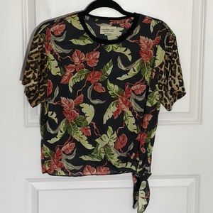 Denim&Supply Palm Leaves and Cheetah Print Top Small